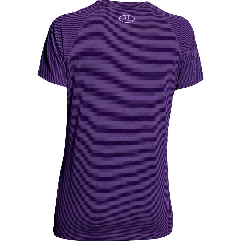 Under Armour Women's Purple UA Stripe Tech Locker Short Sleeve Tee