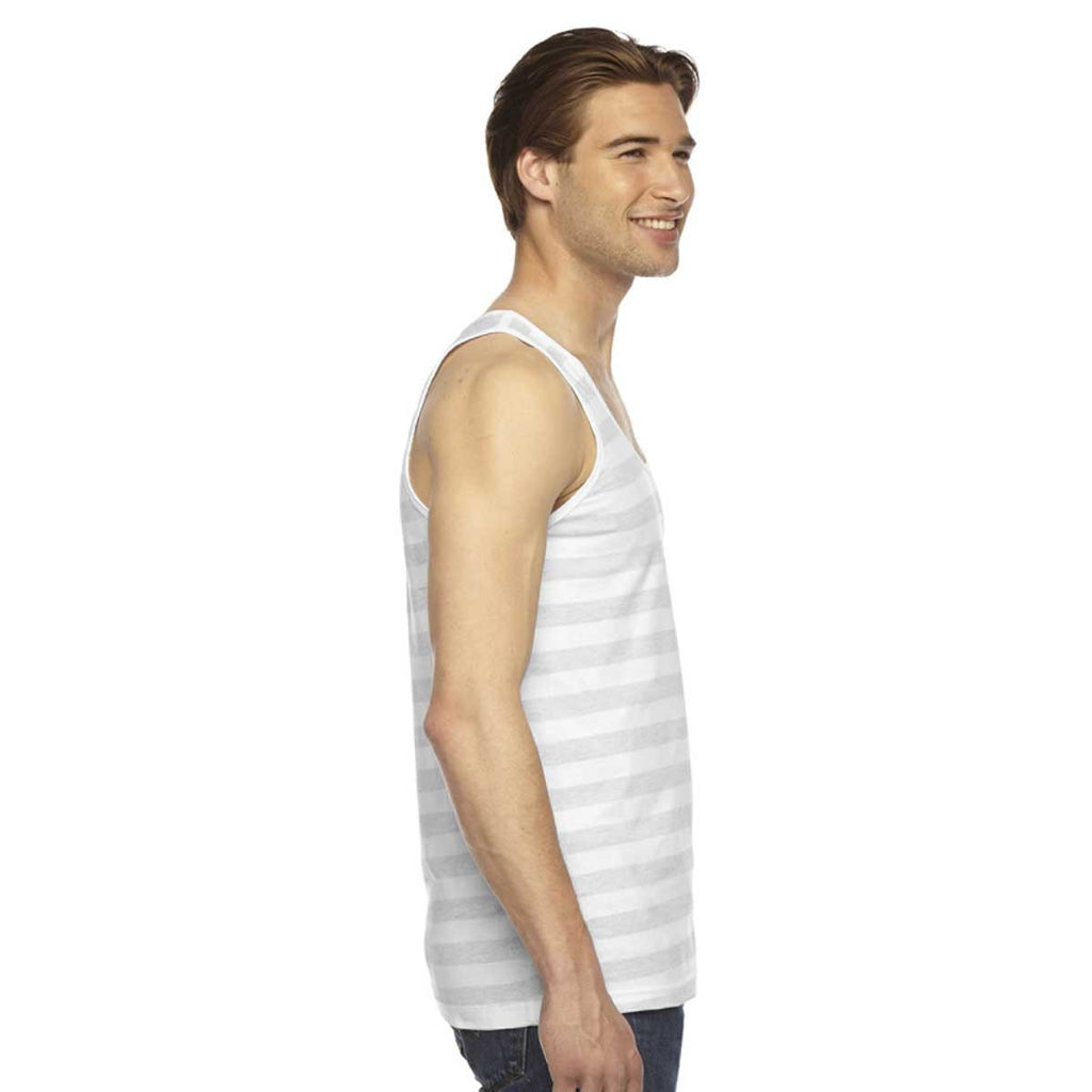 American Apparel Unisex Ash White Stripe Fine Jersey Tank