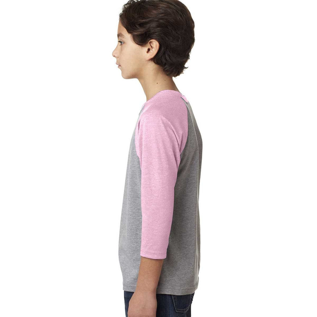 Next Level Youth Lilac/Dark Heather Gray CVC 3/4-Sleeve Raglan Tee