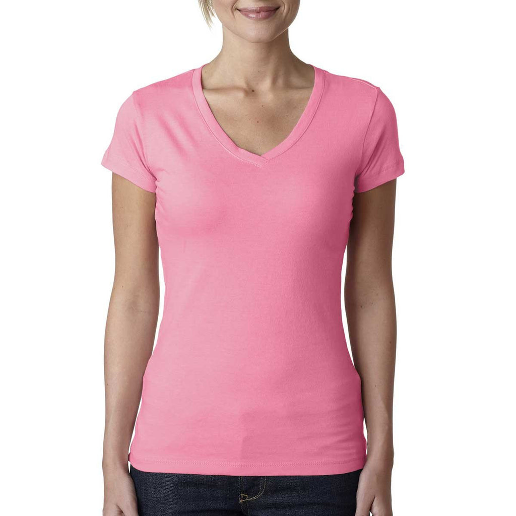 Next Level Women's Hot Pink Sporty V-Neck Tee