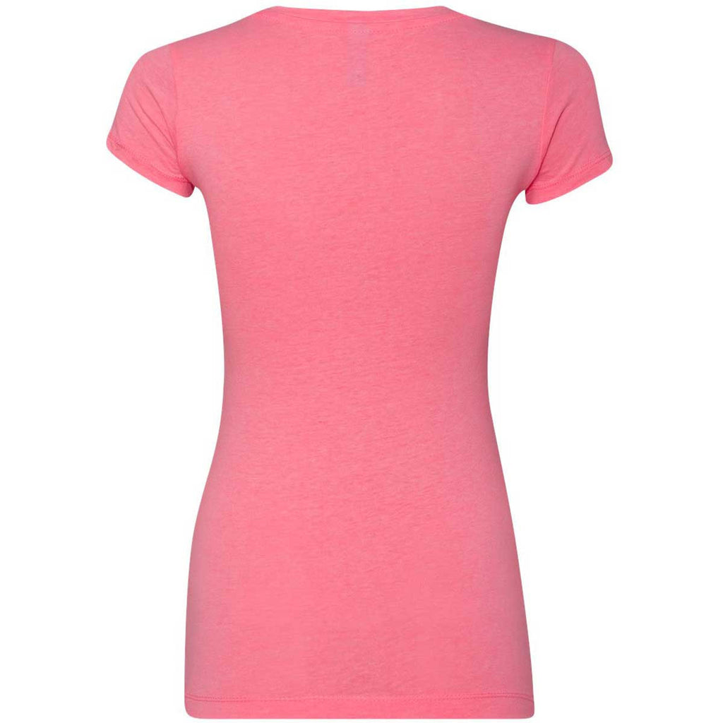 Next Level Women's Neon Heather Pink Sporty V-Neck Tee