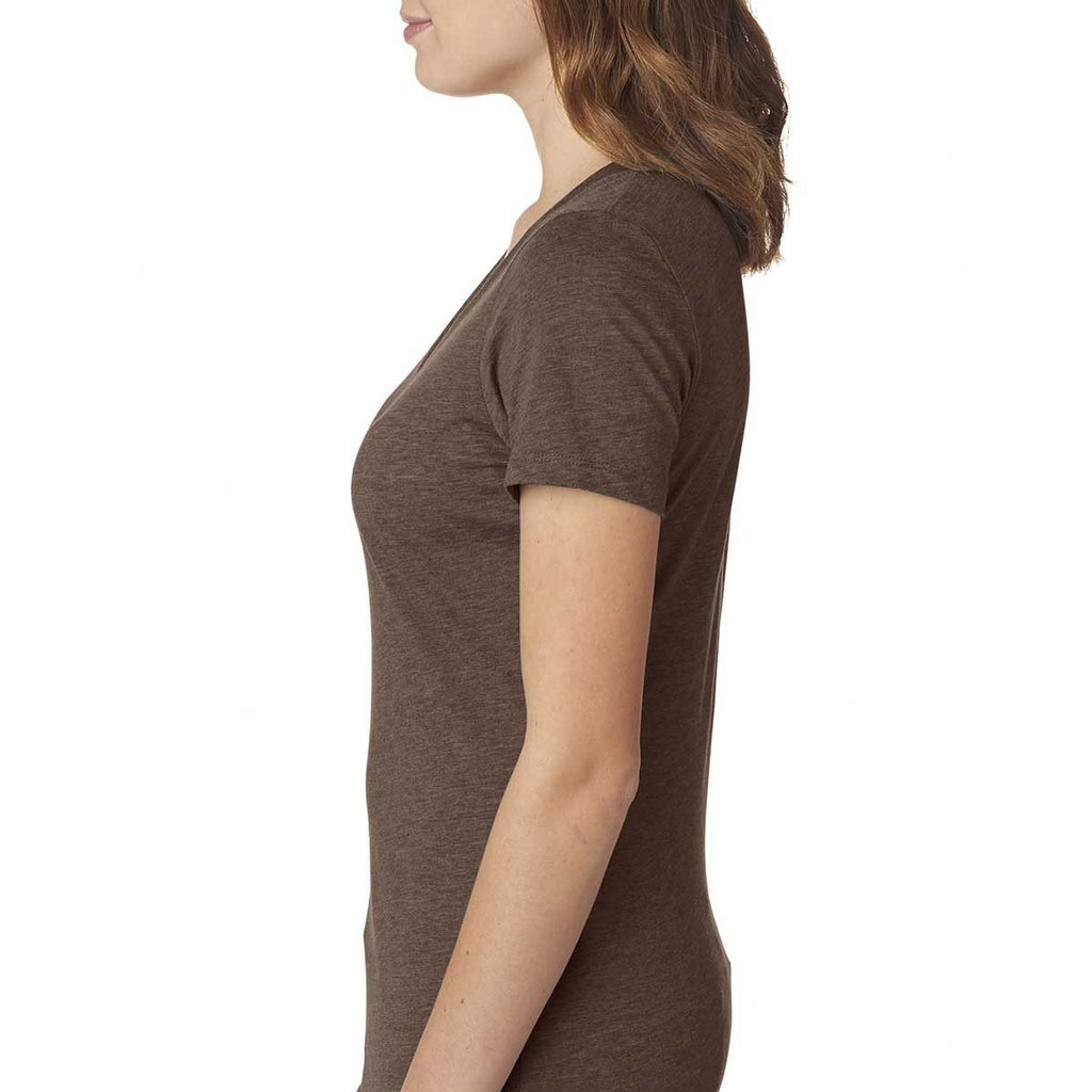 Next Level Women's Espresso Poly/Cotton V Neck Tee