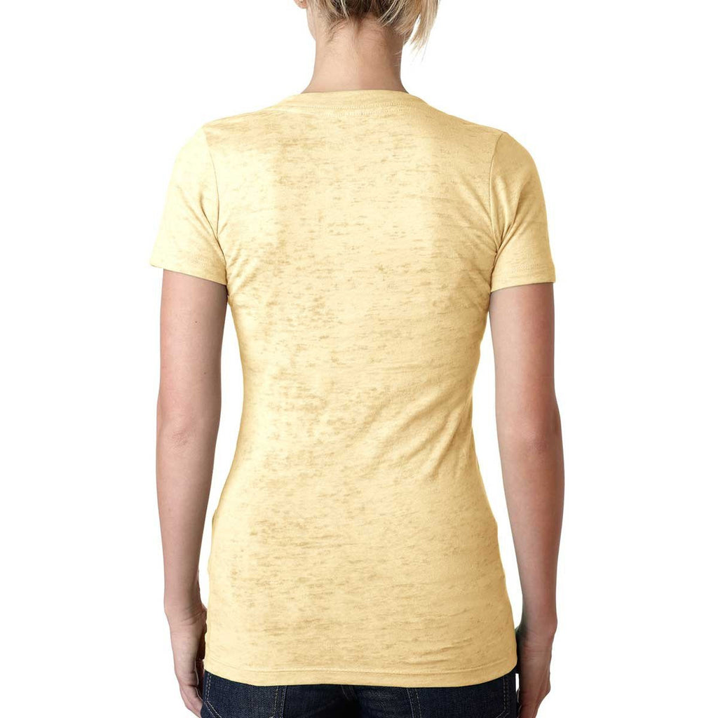 Next Level Women's Banana Cream Burnout Deep V Tee