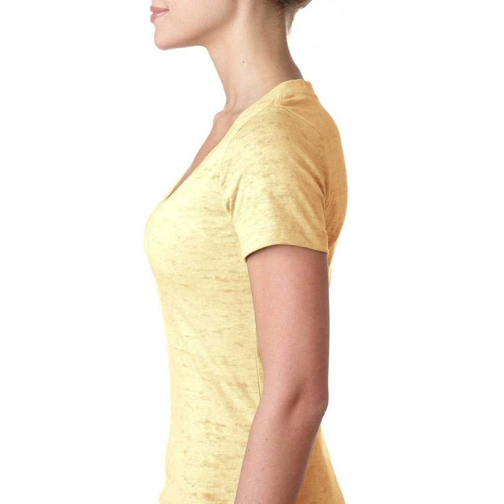 Next Level Women's Banana Cream Burnout Deep V Tee