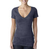 Next Level Women's Indigo Burnout Deep V Tee