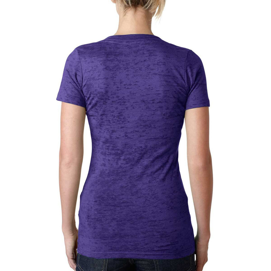 Next Level Women's Purple Rush Burnout Deep V Tee