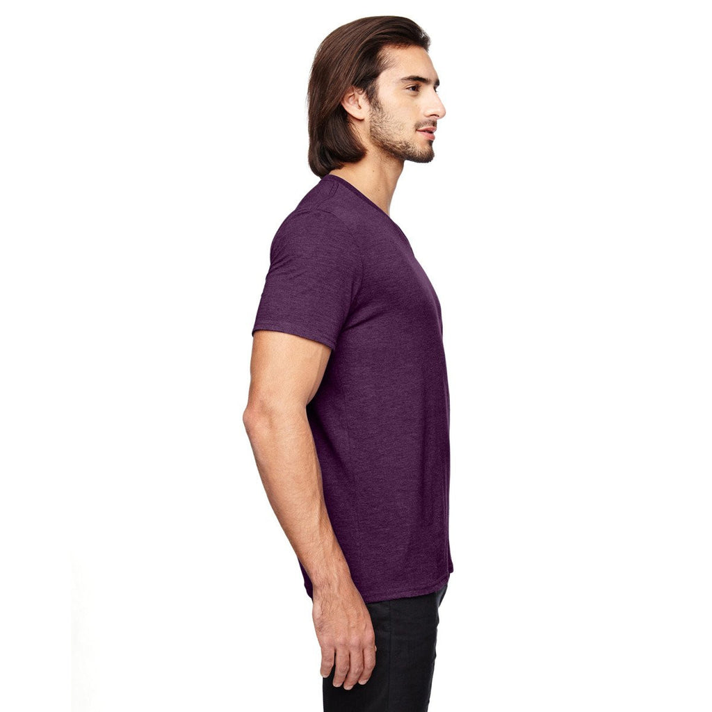 Anvil Men's Heather Aubergine Triblend V-Neck T-Shirt