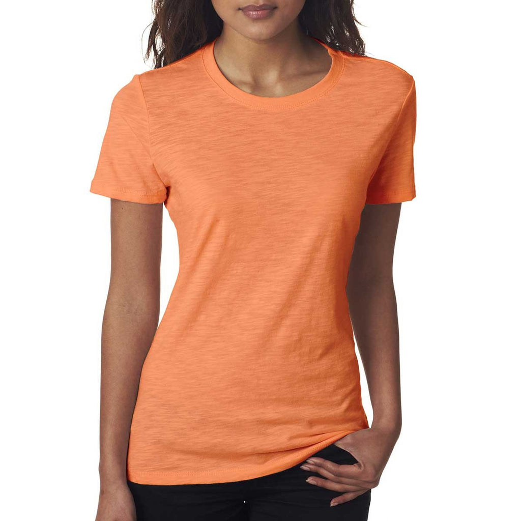 Next Level Women's Neon Orange Slub Crew Tee