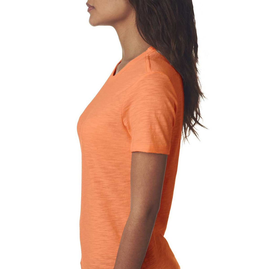 Next Level Women's Neon Orange Slub Crew Tee