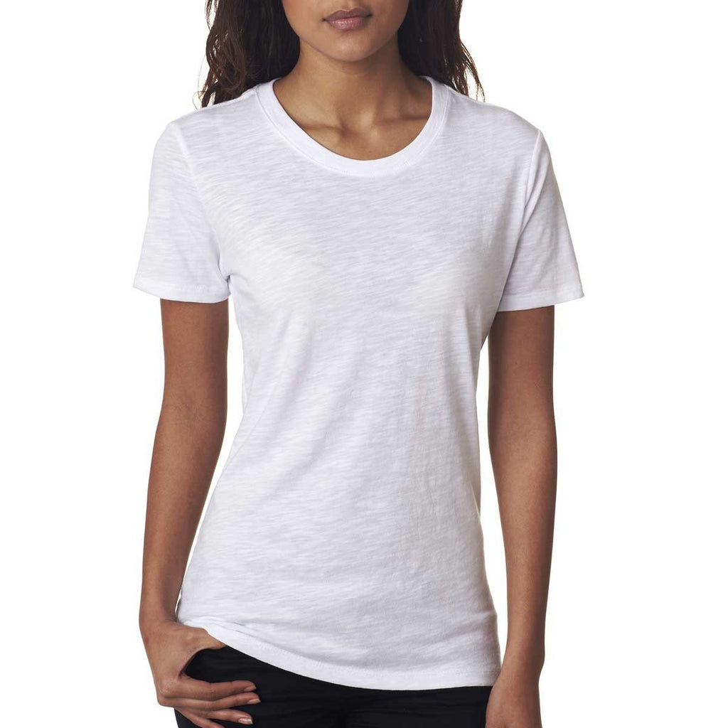 Next Level Women's White Slub Crew Tee