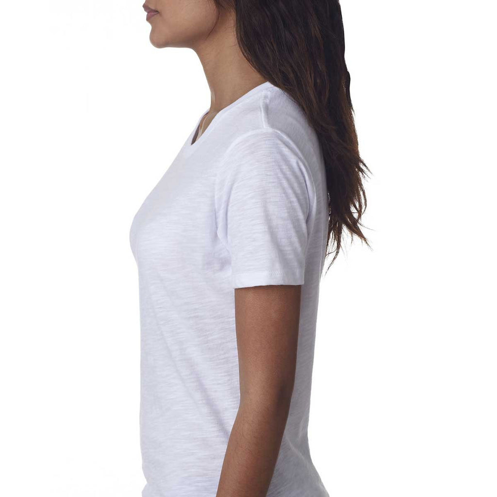 Next Level Women's White Slub Crew Tee