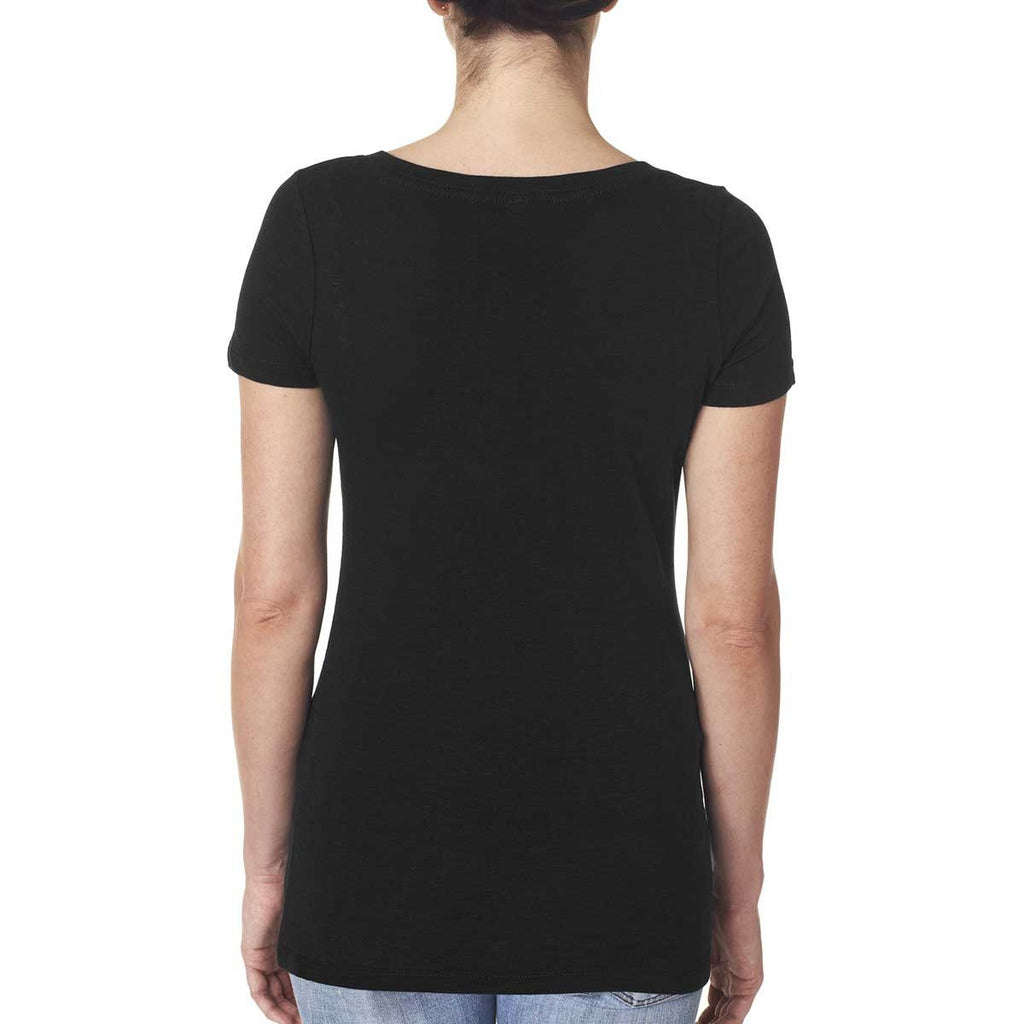 Next Level Women's Black Slub Crossover V-Neck Tee