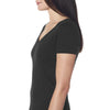 Next Level Women's Black Slub Crossover V-Neck Tee