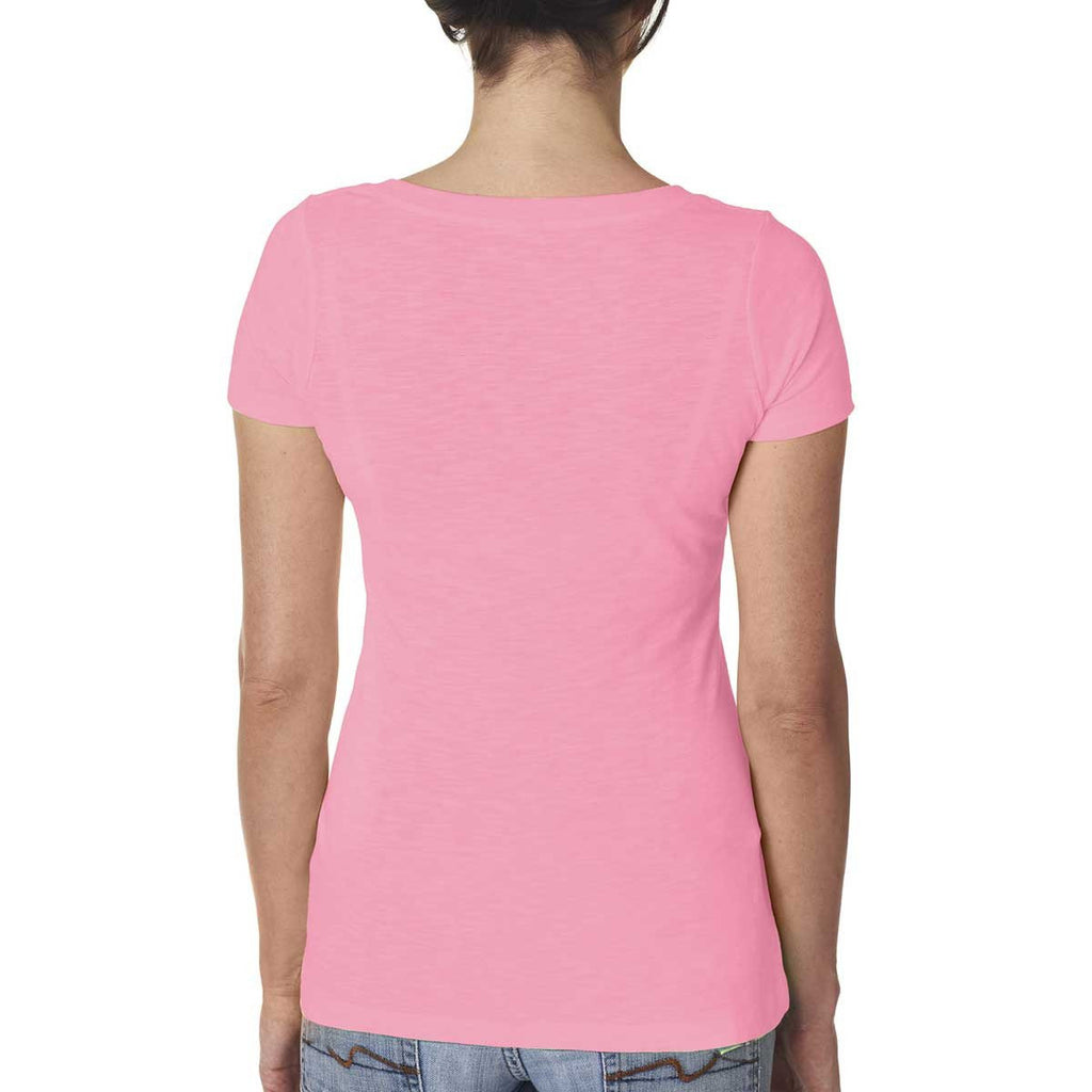 Next Level Women's Hot Pink Slub Crossover V-Neck Tee