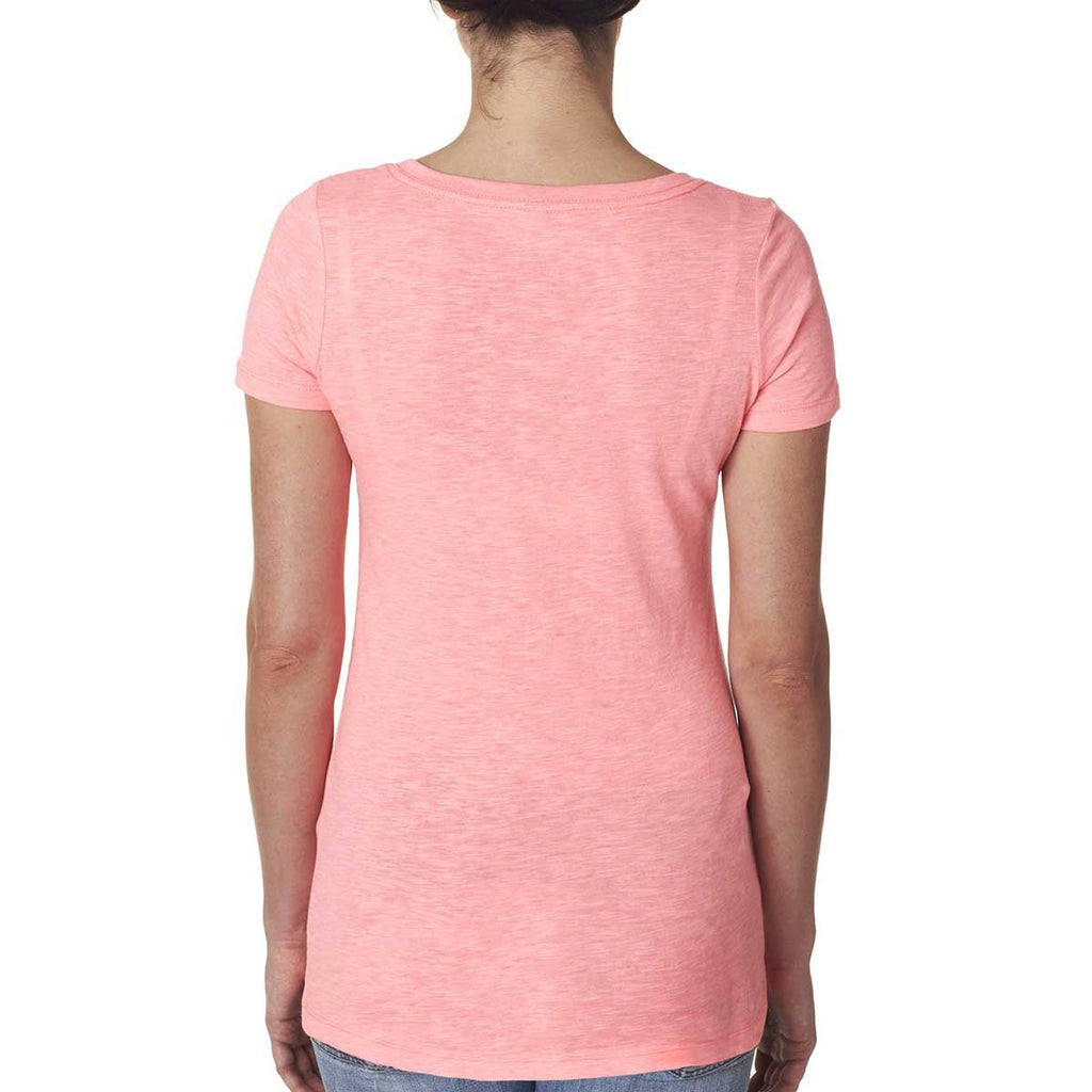 Next Level Women's Neon Heather Pink Slub Crossover V-Neck Tee