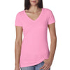 Next Level Women's Neon Heather Pink Slub Crossover V-Neck Tee