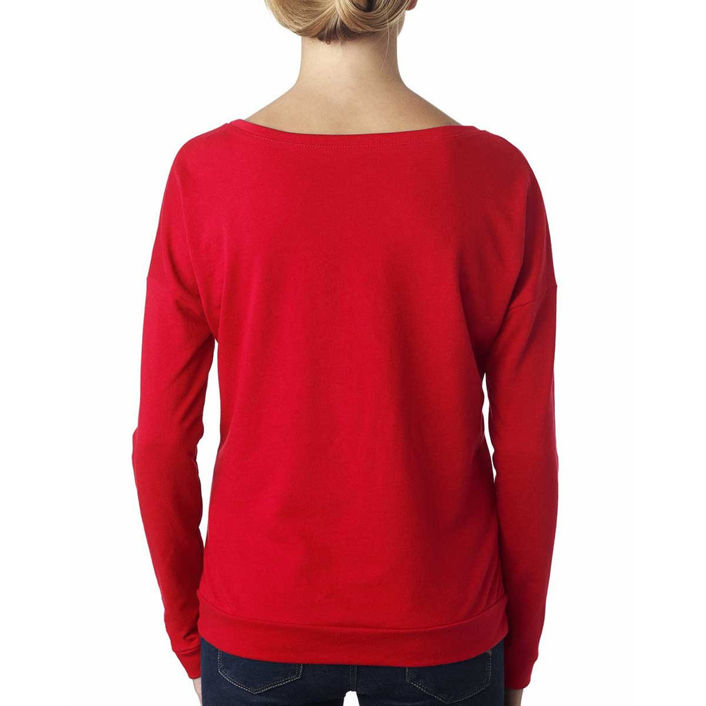 Next Level Women's Red Terry Long-Sleeve Scoop Tee