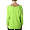 Next Level Women's Neon Heather Green Terry Raw-Edge 3/4-Sleeve Raglan Tee