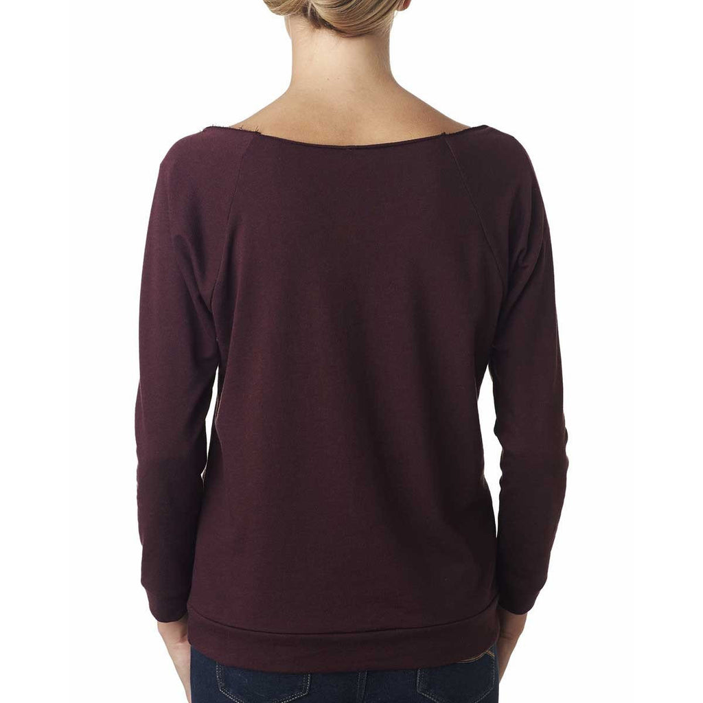 Next Level Women's Plum Terry Raw-Edge 3/4-Sleeve Raglan Tee