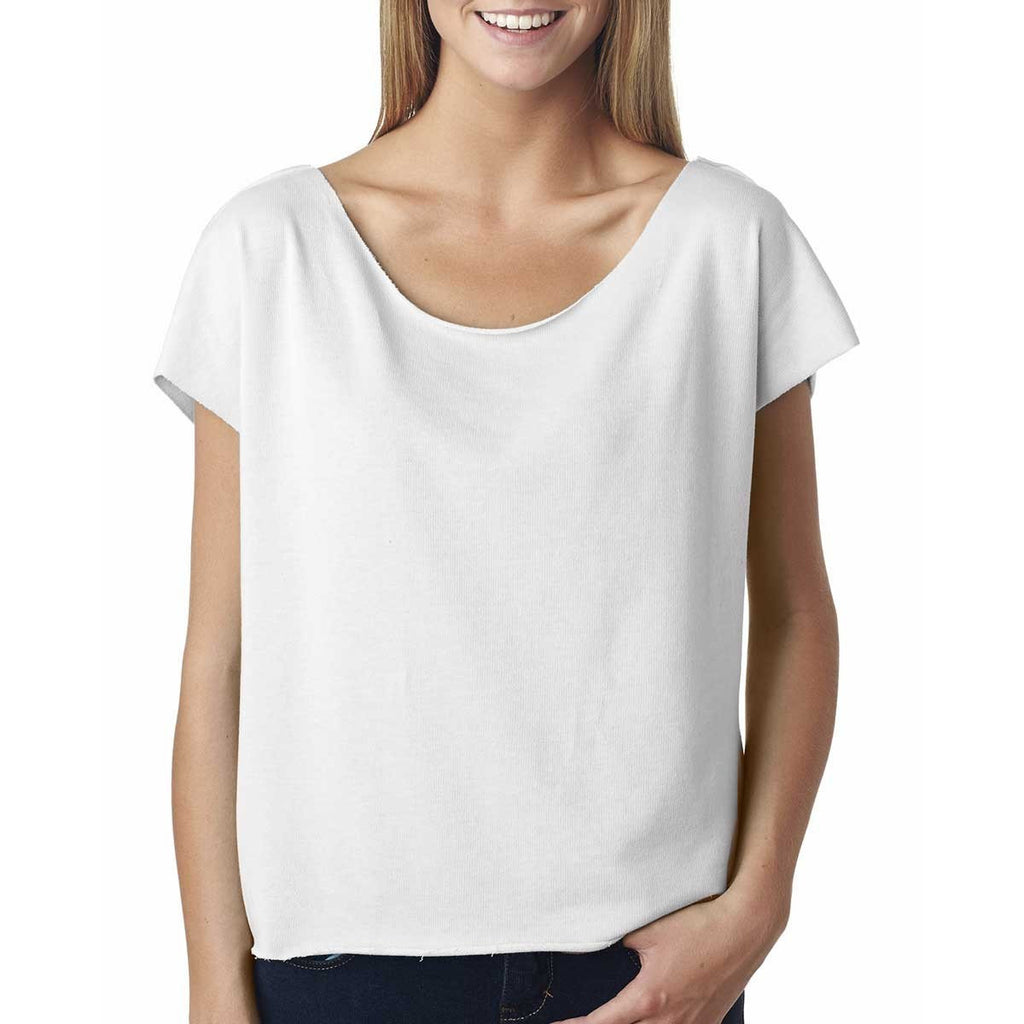 Next Level Women's White Terry Dolman Tee