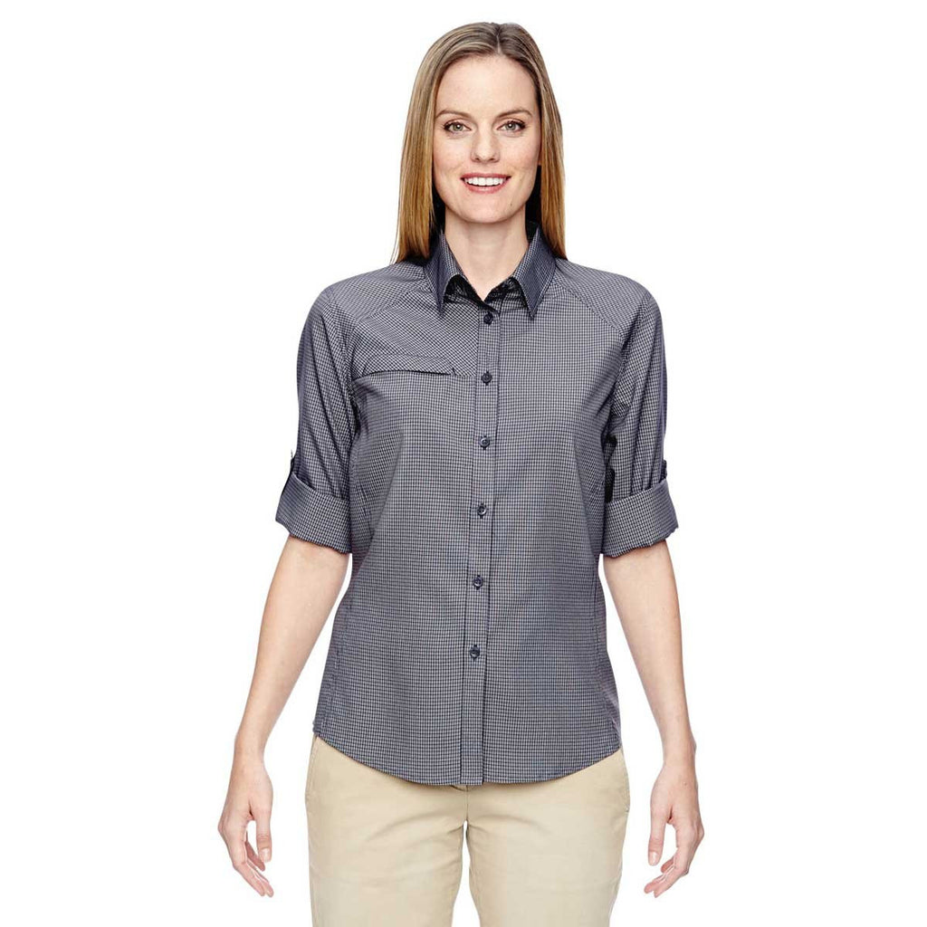 North End Women's Navy Excursion F.B.C. Textured Performance Shirt