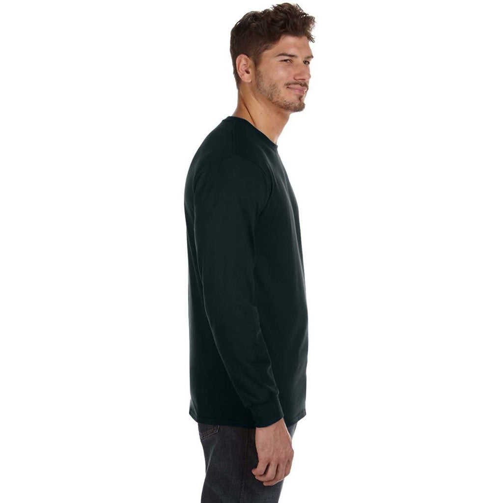 Anvil Men's Black Midweight Long-Sleeve T-Shirt