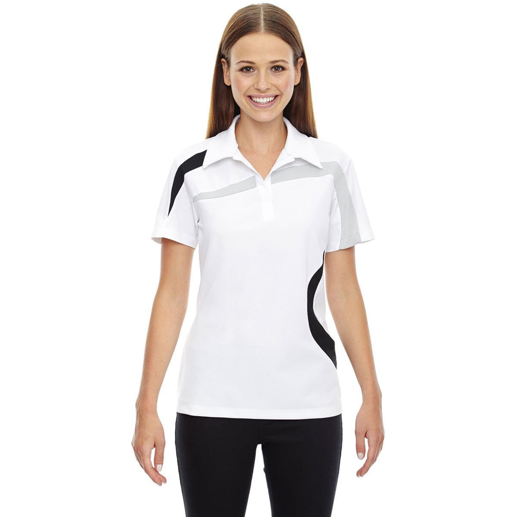 North End Women's White Impact Performance Colorblock Polo