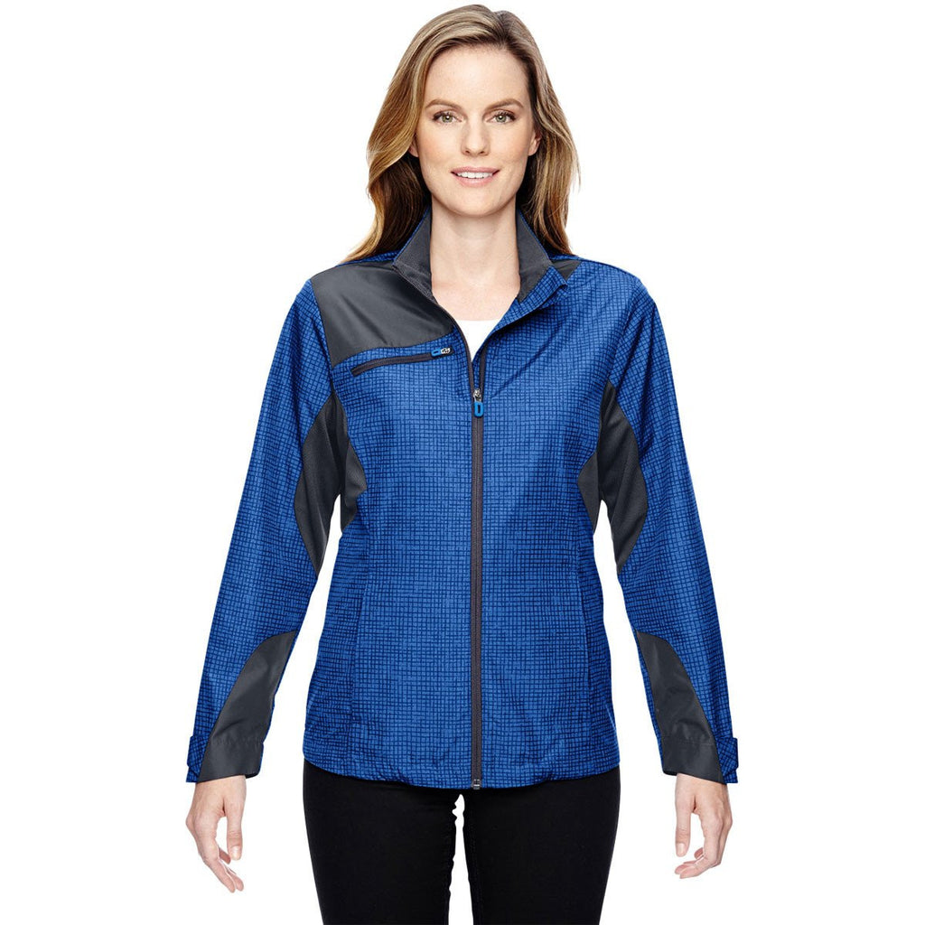 North End Women's Nautical Blue Interactive Sprint Printed Jacket