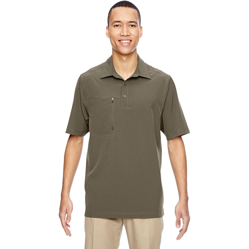 North End Men's Dark Oakmoss Excursion Crosscheck Performance Woven Polo