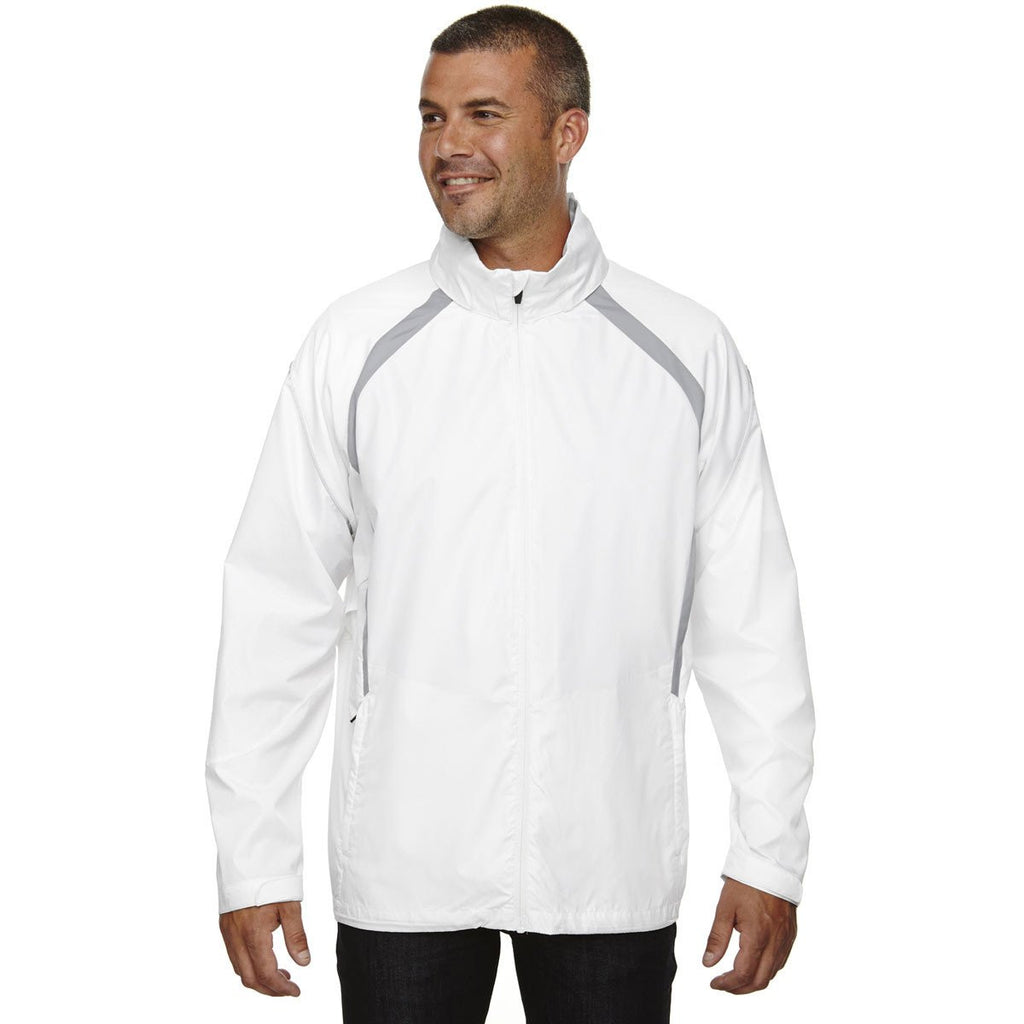 North End Men's White Sirius Lightweight Jacket with Embossed Print