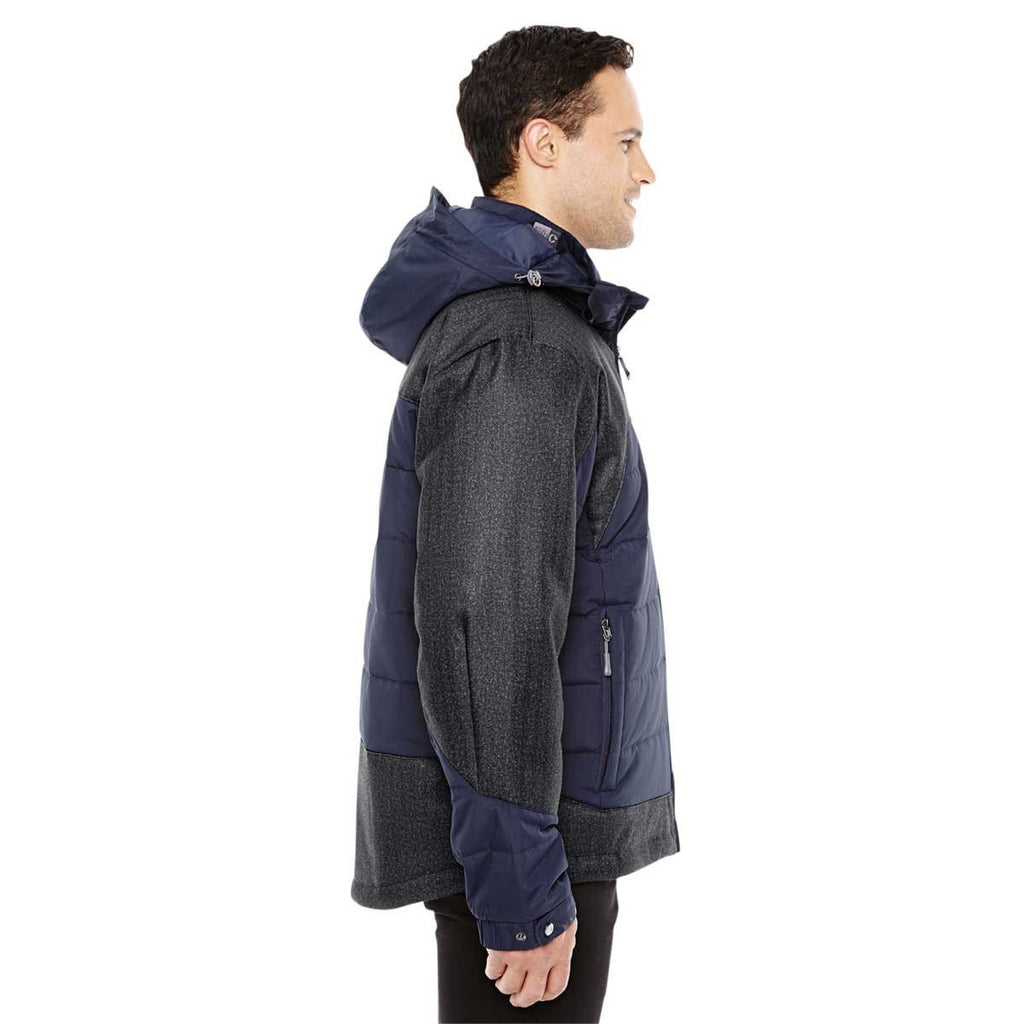 North End Men's Navy/Dark Grey Heather Insulated Jacket with Melange Print