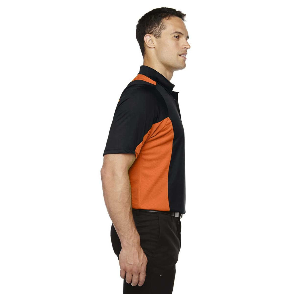 North End Men's Black/Mandarin Rotate Quick Dry Performance Polo