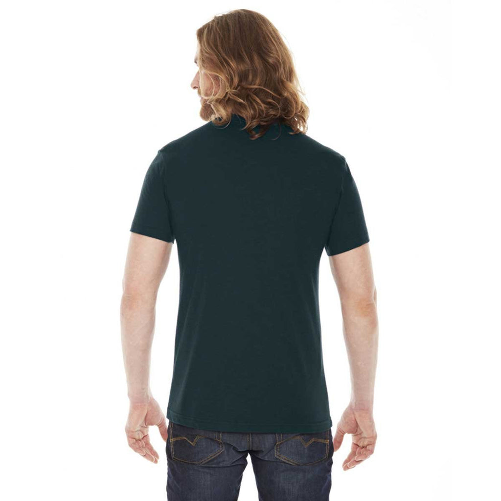 American Apparel Unisex Black Aqua 50/50 Short Sleeve Tee