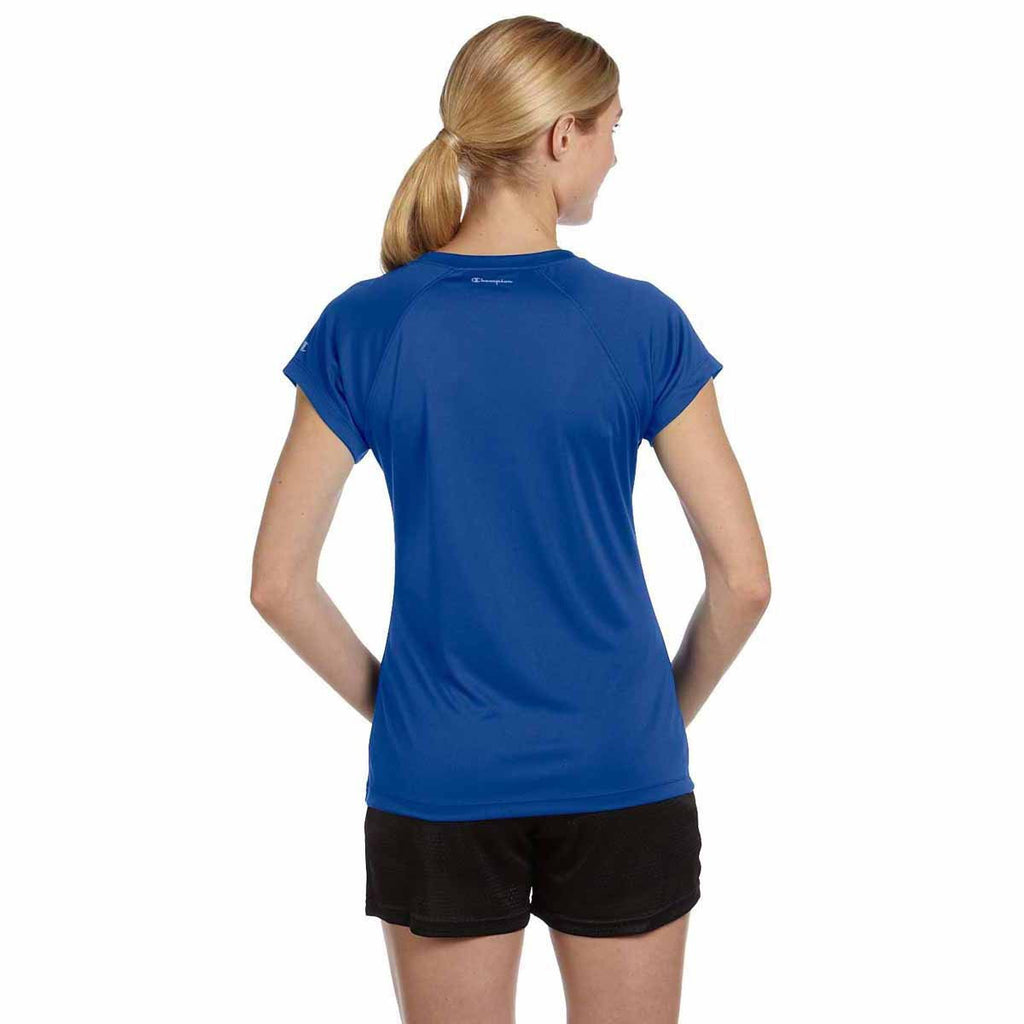 Champion Women's Royal Blue Double Dry 4.1-Ounce V-Neck T-Shirt