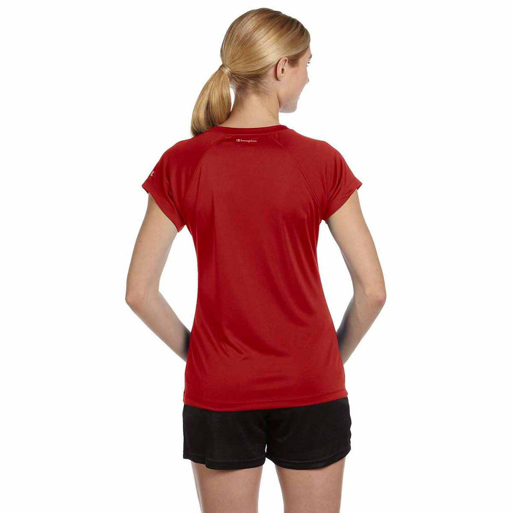 Champion Women's Scarlet Double Dry 4.1-Ounce V-Neck T-Shirt