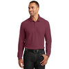 Port Authority Men's Burgundy Long Sleeve Core Classic Pique Polo