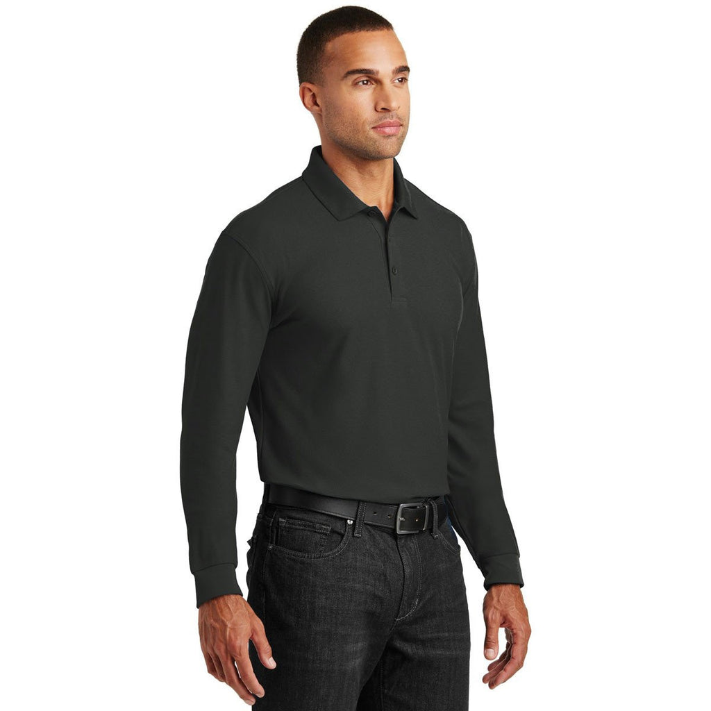 Port Authority Men's Deep Black Long Sleeve Core Classic Pique Polo