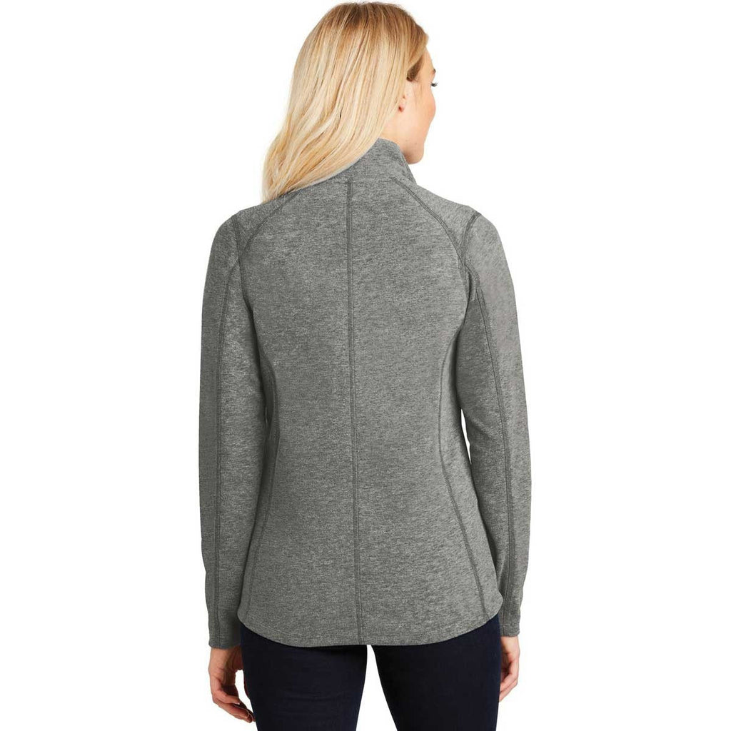 Port Authority Women's Pearl Grey Heather Microfleece Full-Zip Jacket