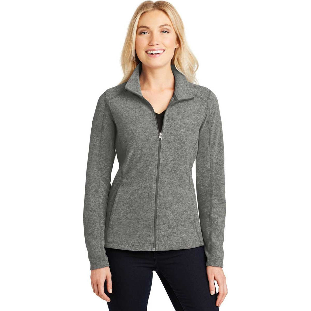 Port Authority Women's Pearl Grey Heather Microfleece Full-Zip Jacket