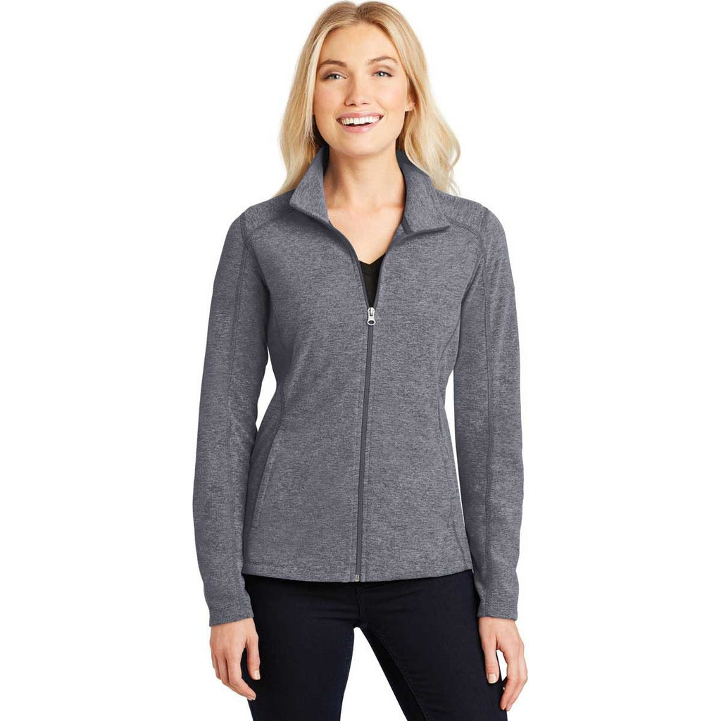 Port Authority Women's True Navy Heather Microfleece Full-Zip Jacket