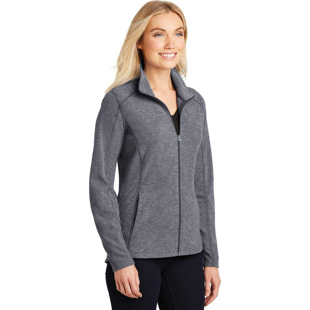 Port Authority Women's True Navy Heather Microfleece Full-Zip Jacket