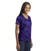 Sport-Tek Women's Purple CamoHex V-Neck Tee