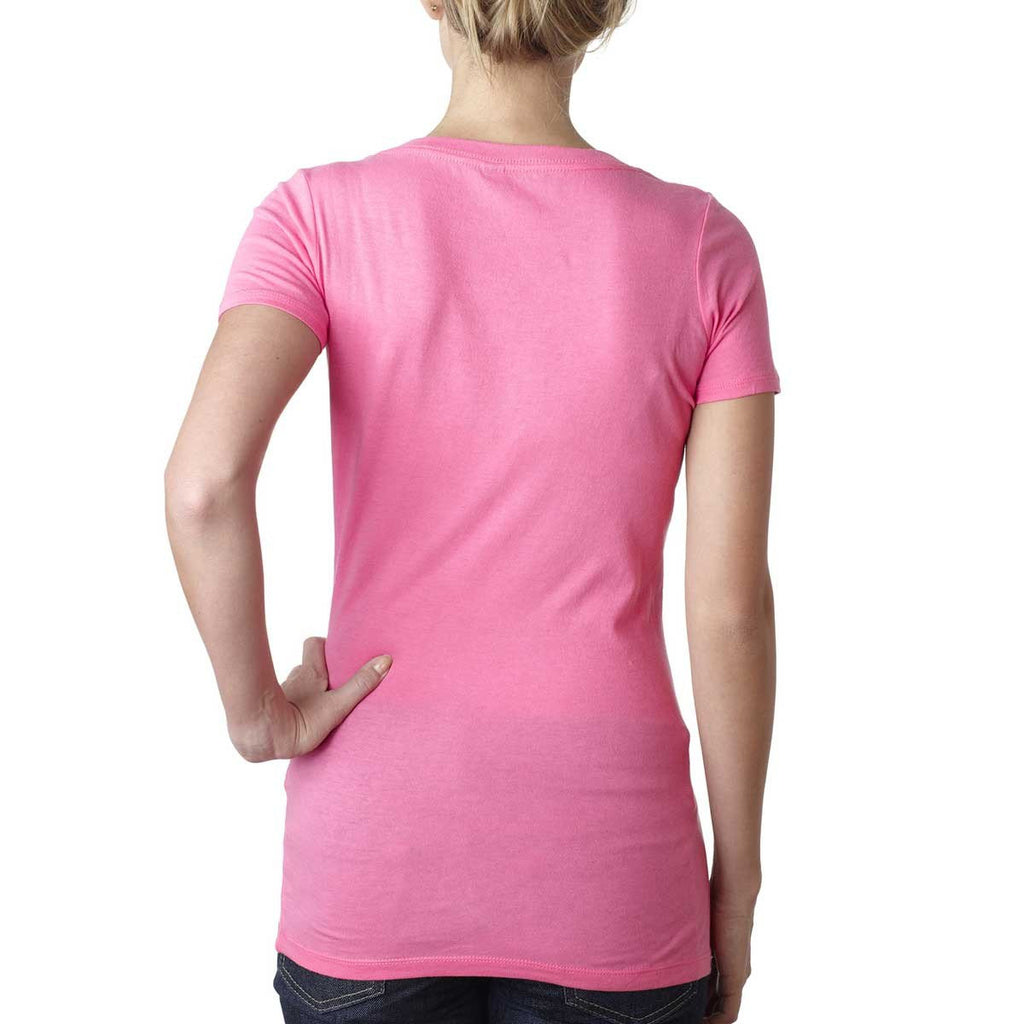 Next Level Women's Neon Heather Pink Scoop Neck Tee