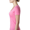 Next Level Women's Neon Heather Pink Scoop Neck Tee