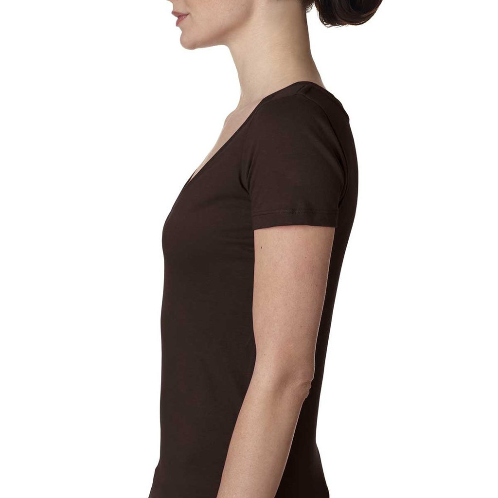 Next Level Women's Dark Chocolate Deep V-Neck Tee