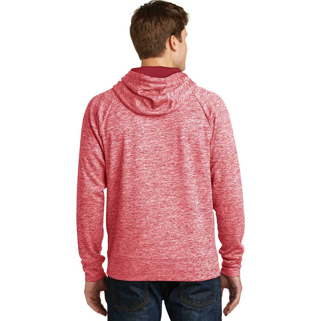 Sport-Tek Men's Deep Red PosiCharge Electric Heather Fleece Hooded Pullover