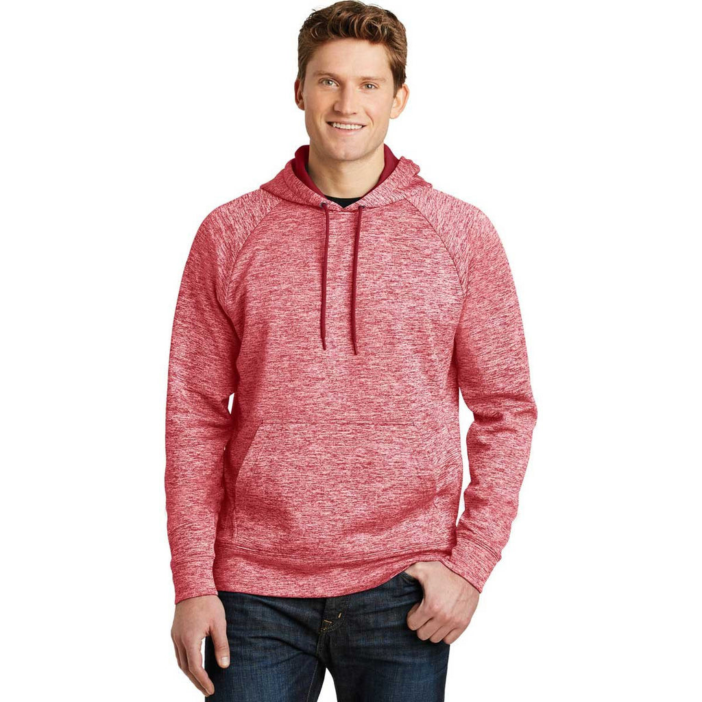 Sport-Tek Men's Deep Red PosiCharge Electric Heather Fleece Hooded Pullover