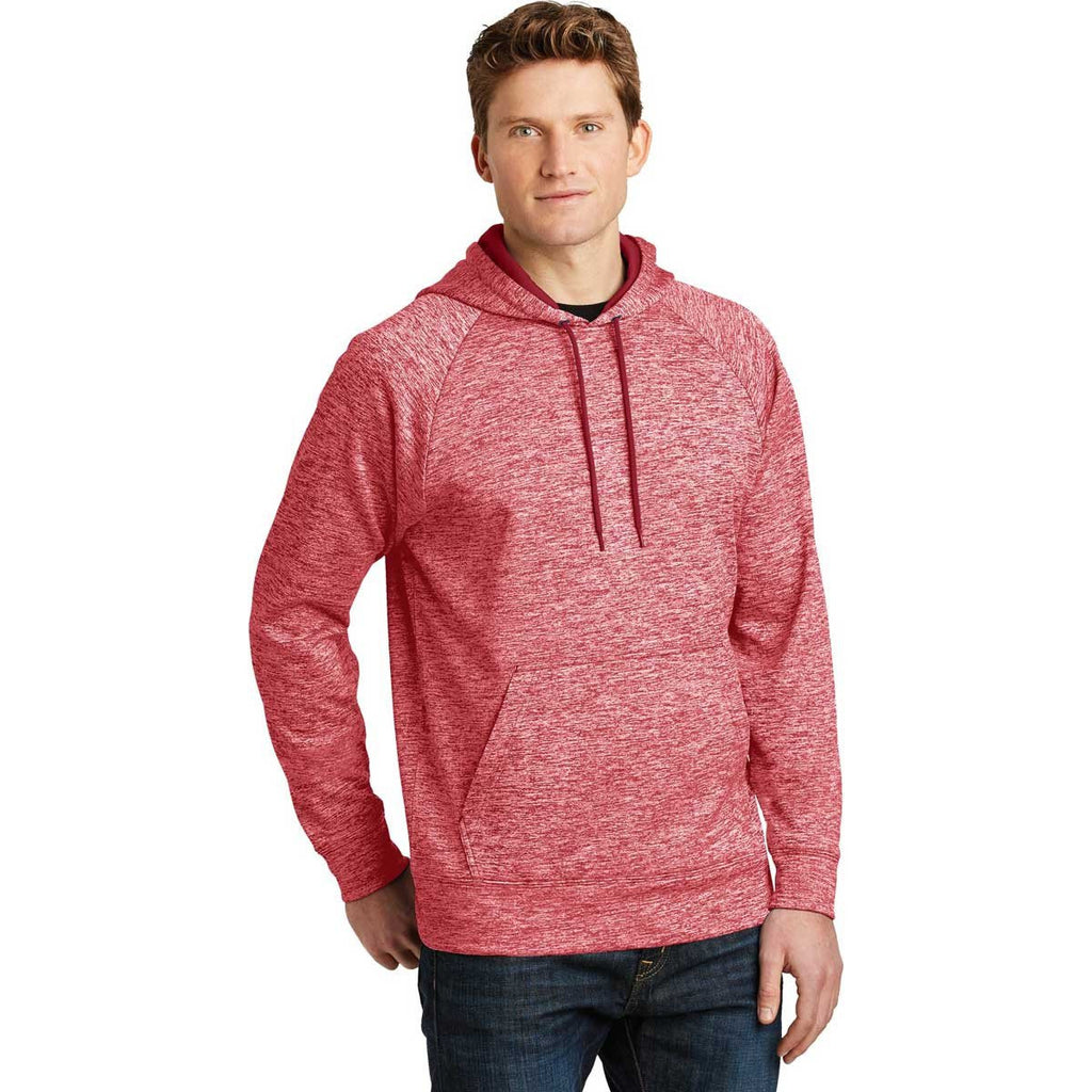 Sport-Tek Men's Deep Red PosiCharge Electric Heather Fleece Hooded Pullover