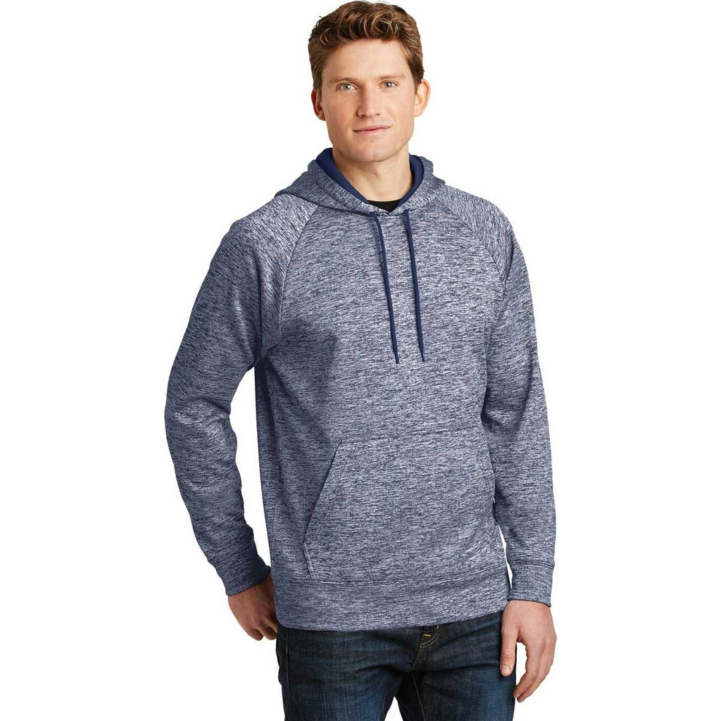 Sport-Tek Men's True Navy PosiCharge Electric Heather Fleece Hooded Pullover