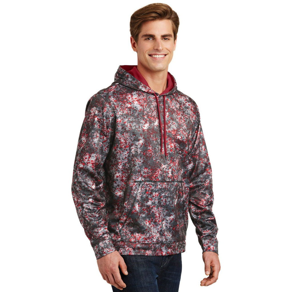 Sport-Tek Men's Deep Red Sport-Wick Mineral Freeze Fleece Hooded Pullover